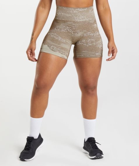 Women's Gymshark Adapt Camo Seamless Shorts Olive | CA 1NA36D